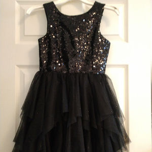 Girl's black sequin party dress